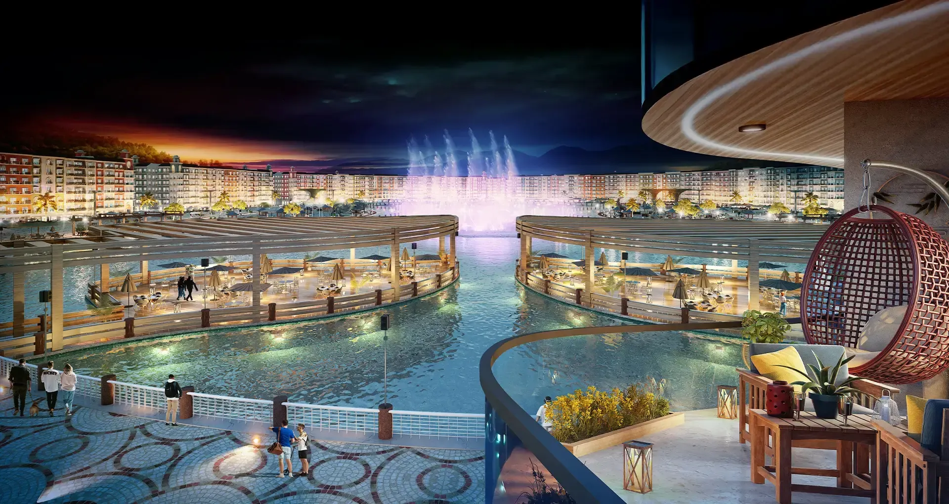 Downtown Islamabad lake-front render at Park View City